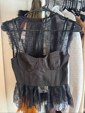 Zara Black Lace Bustier Top